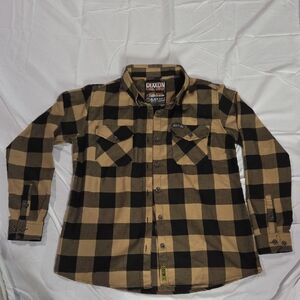 DIXXON Women's Tan and Black Checkered Shirt
